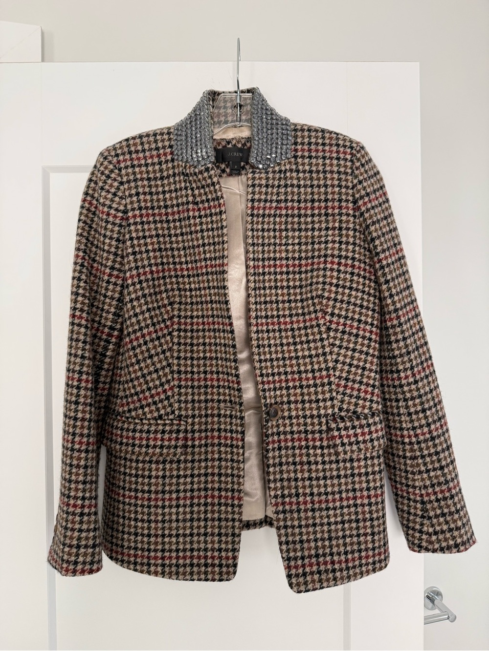J. Crew Houndstooth Wool Blazer in Neutral Multi